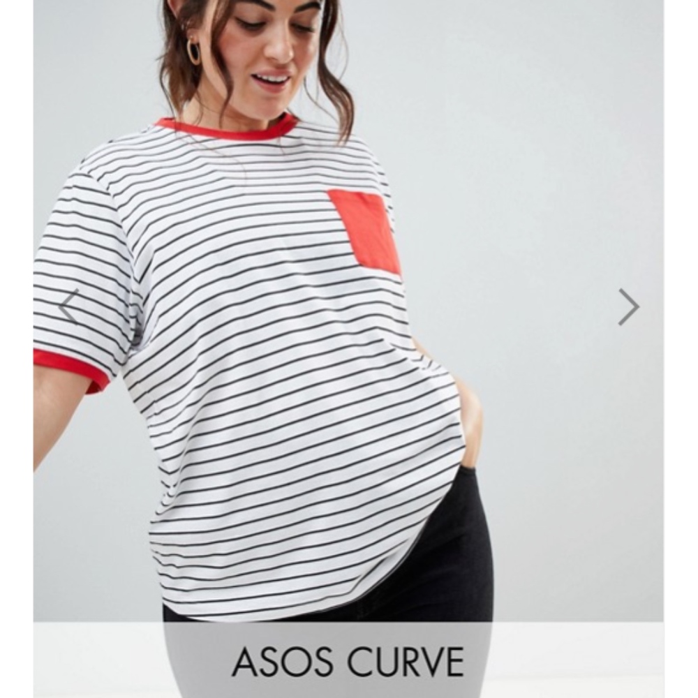 ASOS Curve stripe t-shirt with pocket size 18